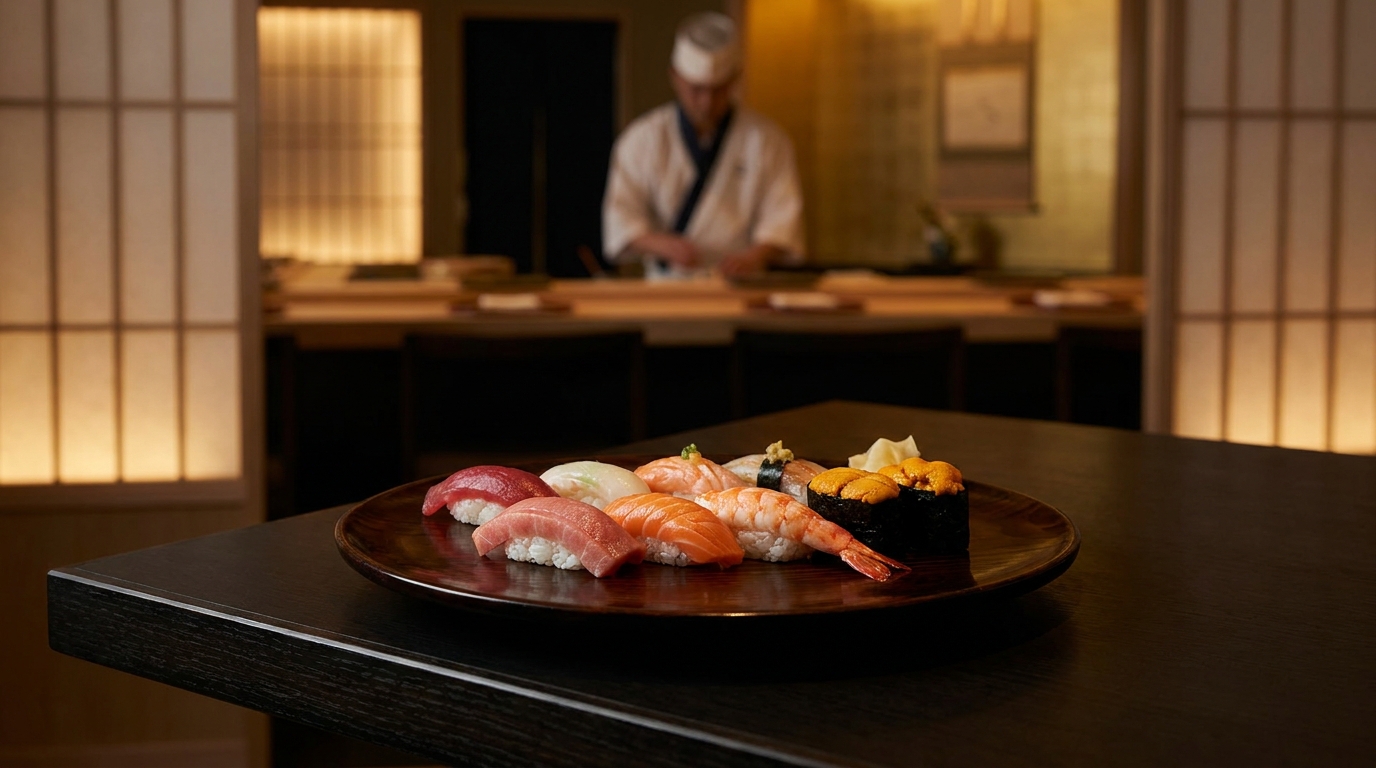 非公開: 博多で贅沢なひとときを！職人が握る鮨食べ放題＆飲み放題プラン