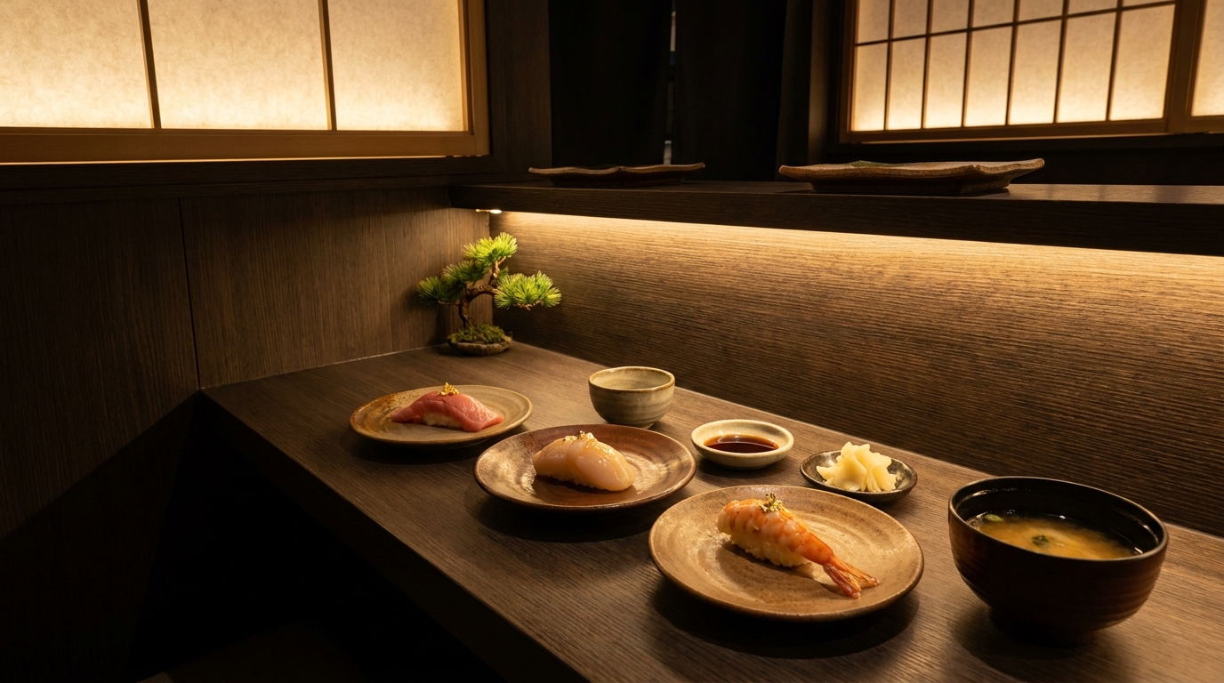 非公開: 【クリスマスランチ】聖なる日は博多の個室で職人の鮨を愉しむ贅沢なひとときを