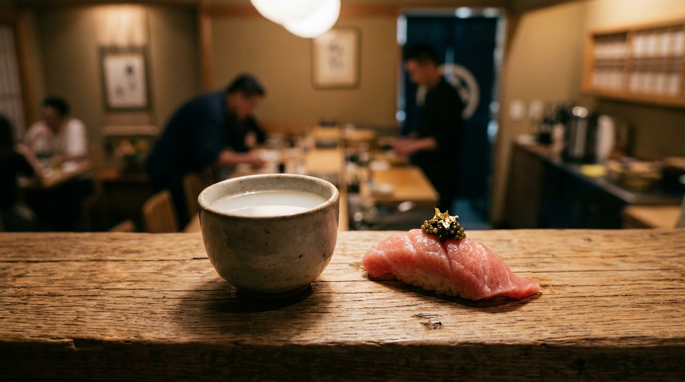 非公開: 博多の夜を彩る、鮨と日本酒の極上のマリアージュをお届けします