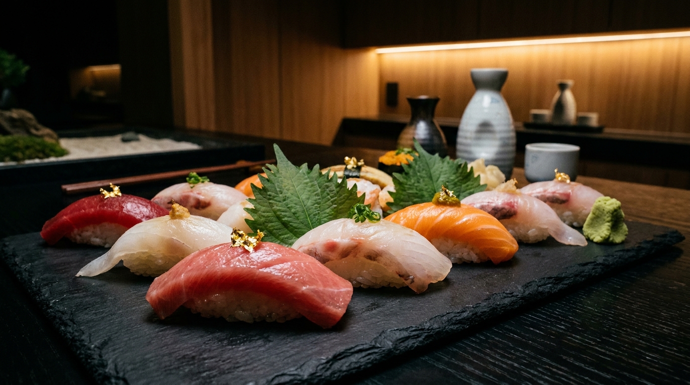 非公開: 博多で贅沢なひとときを。職人が握る鮨食べ放題と飲み放題プラン